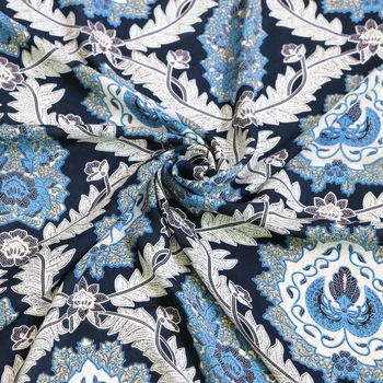 100 cm*140 cm Modrá Damasku Vzor Viskóza Textílie Mäkké Rayon Šaty Materiálu
