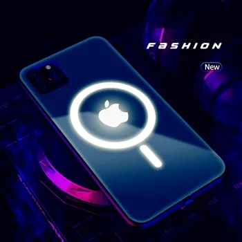 Vhodné pre iPhone 7 8 X XR 11 12pro Max mini mobilný telefón prípade sklo hlasom riadené svetelné, magnetické sacie MagSafe shell