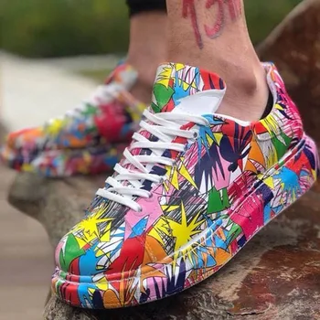 Úplne Nové Dámske shoelace Graffiti Módne Tenisky Zmiešané Farby Platformu dámske Tenisky Bežné Jeseň Multicolor Topánky Žena