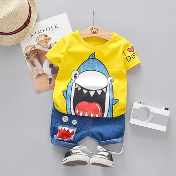 Letné Módy Batoľa Shark Oblečenie Sady Cartoon T Tričko, Šortky Detské Dievčatá Chlapec Šaty, Obleky Deti Kostým Deti Športové Oblečenie