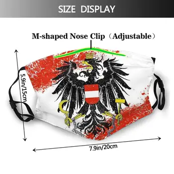 Rakúsko Eagle Vlajka Vintage MSN Umývateľný Úst Tvár Masku Proti Oparu Studenej Doklad s Filtrami Polyester ochranný Kryt Respirátor