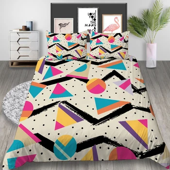 New Horúce Predaj posteľnej bielizne Set pre Dievčatá, Deti Cartoon Twin Plný Queen Size Bed Kryt Oblek s Geometrickým vzorom Cumlík Nastaviť
