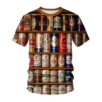 2020 nové letné 3D vytlačené bublina pivo vzor pánske t-shirt bežné krátky rukáv pánske t-shirt hip hop móda