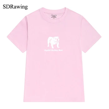 Nové 2020 anglický Buldog Mama tlač dámske oblečenie bavlnené tričko pre dievča priateľ, milovník psov bežné Grafické Tees letné topy