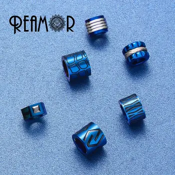 REAMOR Modré Originálne Kožené Náramok Pre Mužov Šperky Pokovovanie Farba Nehrdzavejúcej ocele Korálky Magnetická Spona Unisex Náramok 17-21 cm