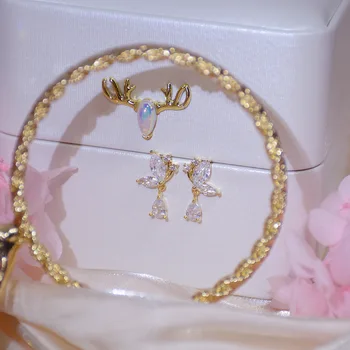 14k Reálne Pozlátené Módne Šperky Crystal Motýľ Nádherné Roztomilý Stud Náušnice pre Ženu Dovolenku Strany Elegantné Náušnice