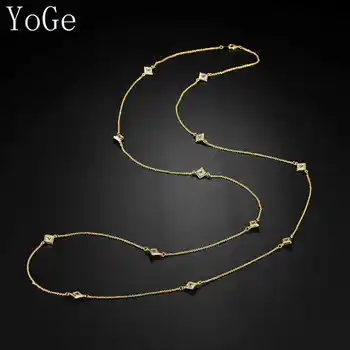YoGe Svadobné&Party Šperky pre Ženy , N1203 Módny tvar štvorec AAA CZ kamene dlhý sveter náhrdelník