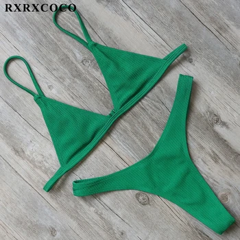 RXRXCOCO Bikini Set Sexy Pevné Plavky Bikiny Žien Push Up Remeň Spodnej Top Nízky Pás Plaviek Obväz Brazílske Plavky