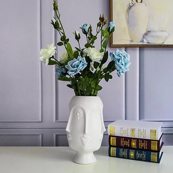 Biele Keramické Kvetinový Muse Tvár, Pery Váza Moderné Domáce Dekorácie Obývacia Izba Kreatívne Kvetinové Aranžmán
