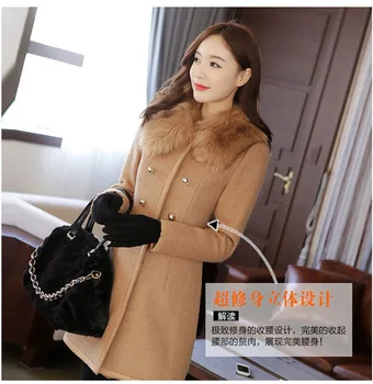 Zimné módne nové veľké kožušiny golier coats Qiu Dong kórejskej ženy dlhý úsek dlhý kabát Dong kórejských žien dlhá srsť vlnené