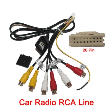 20 Pin Plug Auto Stereo Rádio RCA Výstup AUX Drôt Postroj Kabeláž Konektor Adaptéra subwoofer kábel pre android autorádia RCA