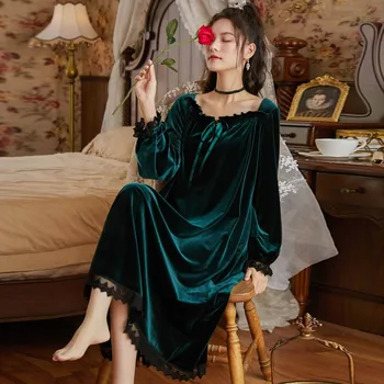 Wasteheart Zimné Ženy Móda Zelená Modrá Sexy Sleepwear Nightdress Čipky Odev Nightgown Sleepwear Luxusné Pleuche Oblečenie Pre Voľný Čas