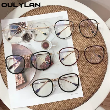 Oulylan Transparentné Okuliare, Rám Ženy Muži Jasný Objektív Optický Veľké Rámy Okuliarov Kovové Predstavenie Vintage Falošné Okuliare Unisex