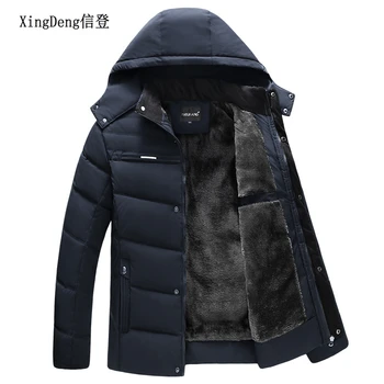 XingDeng 2019 Nový Príchod Značky nepremokavé bundy módne teplé Oblečenie Zimné Mužov Bavlna Zime Pravidelné Formálne Bunda A Kabát