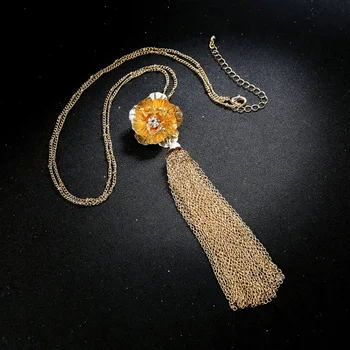 Romantický Dlhý Náhrdelník Romantický Vintage Akryl Crystal Kvetina Náhrdelník Pre Ženy, Svadobné Strapec Náhrdelník Príslušenstvo Šperky