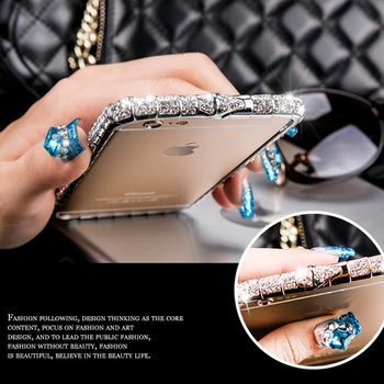 Luxusné Bling Diamond Nárazníka puzdro Pre iPhone XS Max XR X 8 7 6 6 Plus Kryt Módne Lesk Crystal Drahokamu Had Kovový Rám
