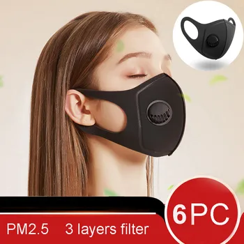 6Pcs Proti Prachu pleťové Masky PM2.5 Prachotesný Unisex Strmeň Masky Veľa Umývateľný Masku na Tvár opakované použitie Filtra mascarillas masque maske