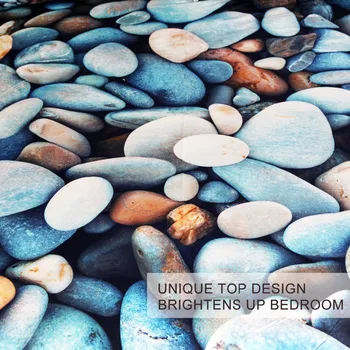 BlessLiving Pláži Kamene posteľná bielizeň Set 3-Kus Farebné Obliečky Kryt 3D Vytlačené Živé Posteľ Nastaviť Rock Modrá Červená Oranžová Prikrývky