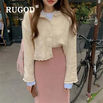 RUGOD Pevné Plodín Cardigan Duté-out Sveter Dámske Svetre 2019 Zimné Topy Pre Ženy Knitwear Módne 2020 Kpop Oblečenie