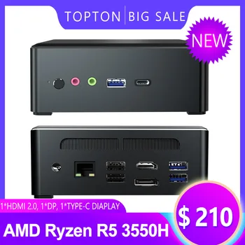 Topton Výkonný Mini PC AMD Ryzen 5 3550H 4 Jadrá 8 Vlákien 3.7 GHz Mini Počítač Windows 10 64-Bitová verzia 2.0 HDMI DP 4K@60Hz Displej