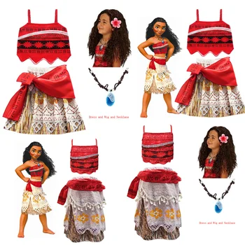 Nové Princezná Moana Cosplay Kostým pre Deti Vaiana šaty, Kostým s Náhrdelník pre Halloween Kostýmy pre Deti, Dievčatá Dary