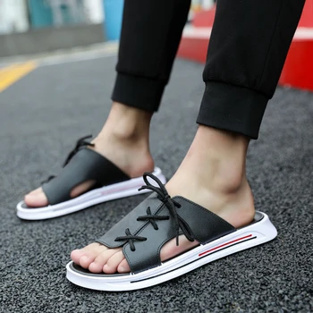 Značka Fashion Mužov Sandále Bežné Čistenie Mužov Flip Flops Letné Vonkajšie Pláže Topánky Mužov Pohodlné Sandále Sapato Masculino Čierna