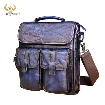 Nové Originálne Reálnom Kožené Mužský Design Travel program Messenger taška módne Blue Cross-body Taška 10