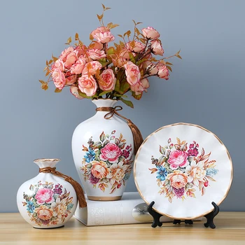 3Pc/Set Mini Európskej Keramická Váza, Sušené Kvety, Kvet Usporiadanie Zakolísania Doska Obývacej Izby Vstup Ozdoby Domáce Dekorácie