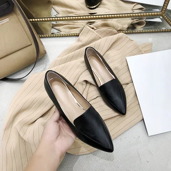 Dámske originálne kožené slip-on bytov voľný čas mäkké pohodlné espadrily ukázal prst bežné každodenné vysoko kvalitné topánky pre ženy