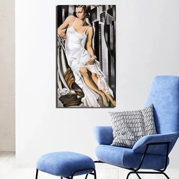 Tamara de Lempicka Žena V Bielych Šatách Maliarske Plátno Tlačiť Obývacia Izba Domova umelecké Diela Moderné Nástenné Art olejomaľba Plagát