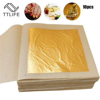 TTLIFE 10 Ks 24K Gold Leaf Listy pre Umelecké Remeslá Dizajn Gilding Rámovanie Šrot Premium Zlatá Výzdoba Gold Leaf Listy Zlatej Fólie