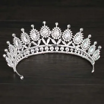 Strieborná Farba Drahokamu Crystal Kráľovná, Princezná Nevesta Tiaras Koruny Ženy, Svadobné Coronal Headpiece Vlasy, Šperky Príslušenstvo JL