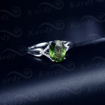 Elegantné Módne Originálne Prírodné Zelený Turmalín Drahokam Diamond 14K Bieleho Zlata, Zásnubné Svadobný Sľub Krúžok pre Ženy