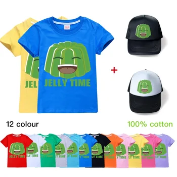 Deti, Chlapci YOUTUBE Jelly Zelená Hráč Jelly Zelená štýl 2020 t-shirts pre dievčatá, Deti topy v lete tshirts + Klobúk 2ks