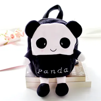 Baby Dievčatá Roztomilé Čierne Panda Taška Deti Cartoon Plyšový Batoh Bowknot Deti Tote Hračky Pre Dievčatá Občerstvenie Luxusný Kožený Luxusný Batoh
