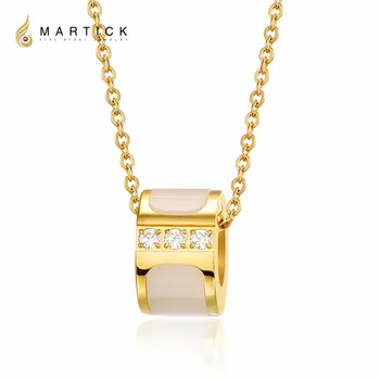 Martick 316L Nerezovej Ocele Gold-farba Crystal Prívesok Náhrdelník Reťazí Náhrdelník Pre Ženy P47