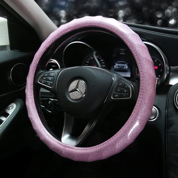Módna Vlna Ženy Lesk Kože Volante Vozidla Kryty Diamond Automatického Riadenia-Zahŕňa pre Ženy, Dievčatá Auto Príslušenstvo