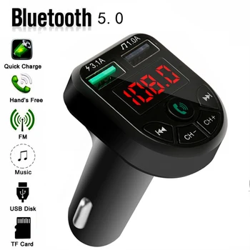 USB Nabíjačka, Auto Príslušenstvo Handsfree Duálny USB Nabíjačka do Auta MP3 Prehrávač TF Karty Handsfree Bluetooth Prijímač 5.0