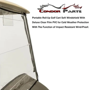 Condor Diely - Prenosné Roll-Up Golf Cart Mäkké Sklo S Deluxe Jasný Film PVC Pre Všetky Značky Golfové Vozíky.