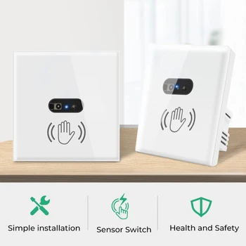 Smart Infračervený Senzor ZAPNÚŤ/Vypnúť Žiadny Dotyk Bezkontaktné Spínače Dverí Uvoľnenie výstupného Tlačidla S LED Indikáciou Wall Light Switch