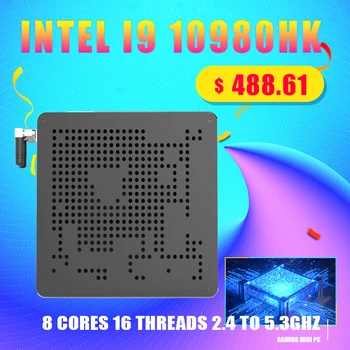 Top Predaj 10. Gen Intel Nuc i9 10980HK 10880H i7 10750H Mini PC 2 Lan Win10 2*DDR4 2*NVME Hranie Stolného Počítača 4K DP ako hdmi2.0