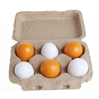 6pcs Drevené Vajcia, Žĺtok Predstierať, že Hrať Kuchyne Potravín Varenie Dieťa Dieťa Hračku Darčeková Sada Simulácia vajcia