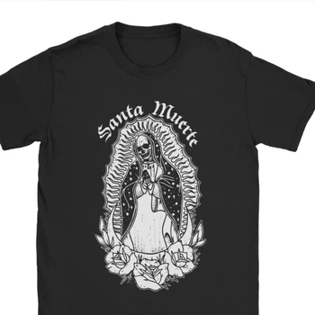 Pánske Tričká Santa MuerteTops T Shirt Saint Smrti Bavlna Tee Fitness Goth Mexickej Smrti Muertos Matka Lebky Camisas