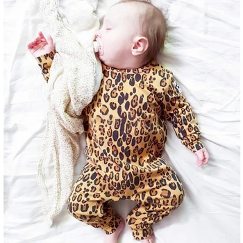 Nové Zelené Leopard Dieťa Dieťa Remienky Bavlna jeseň Novonarodených Chlapcov onesie Dievčatá Oblečenie, Detská Detské Oblečenie s Dlhým Rukávom Jumpsuit