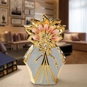 30 cm Luxusné Európe pozlátené Keramická Váza Domova Kreatívny Dizajn Porcelánu Dekoratívne Kvetinové Vázy Pre Svadobné Dekorácie