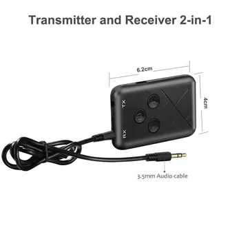 Bezdrôtový Bluetooth 4.2 Vysielač 3,5 mm Audio Prijímač 2 v 1 Audio TV Auto Reproduktorov Hudba Adaptér
