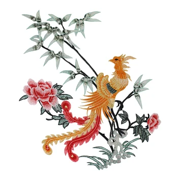 Čínsky Kvet Vtákov Bamboo Orchid Páva Phoenix Výšivky Nášivka Záplaty pre Svadobné Šaty, Šaty, Výzdoba T2805