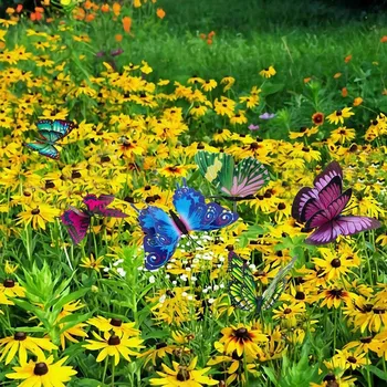 Motýľ Vkladov, 100ks 7 cm Záhrada Motýľ Vkladov Dekor Vonkajšie Dvore, Záhradný Kvetináč kvetináče Jar na Záhrade