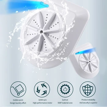 Mini práčka Osobné Rotujúcich Turbín Podložka, Prenosný Ultrazvukový Odstraňuje Špinu Podložka pre Cestovať Domov NÁS Plug