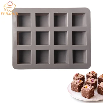 12 Dutín Mini Silikónových Brownie Formy pre Rúra Silikónové Čokoláda, Formy na Ľadové Kocky Zásobník Jelly Mydlo Maker Silikone Tortu Formy 343
